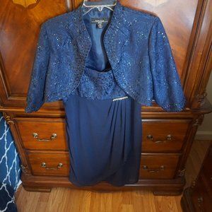 R&M Richards Navy Blue Formal Dress and Jacket